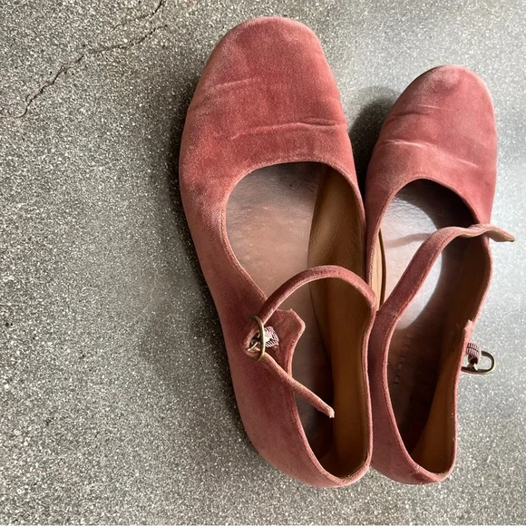 DOEN Pink Velvet Mary Jane Slippers Ballet Flats - Picture 6 of 12